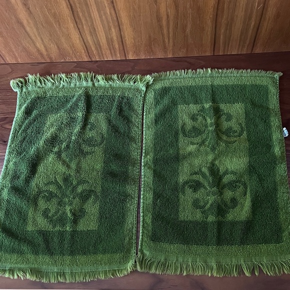 Fieldcrest MCM Green Sculpted Towel Fringe 70s Vintage 100% Cotton Made in USA - Picture 2 of 5